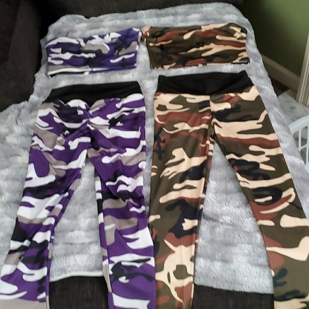 2pc camo crop top and leggings